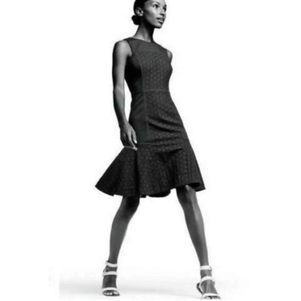 J.Crew Womens Dress 8 Paneled Eyelet Sleeveless Fit‎ & Flare Ponte Knit Size 8